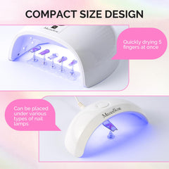 MelodySusie nails mounted on pegs inside LED lamp for safer individual curing
