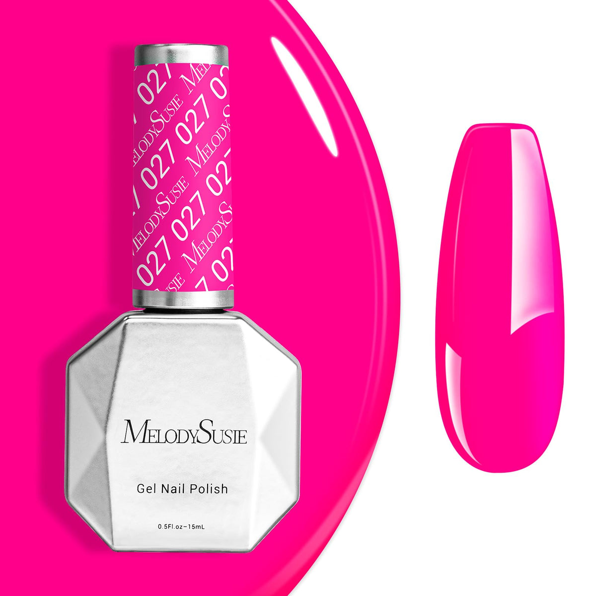 MelodySusie front bottle neon pink showing bright color and glossy finish