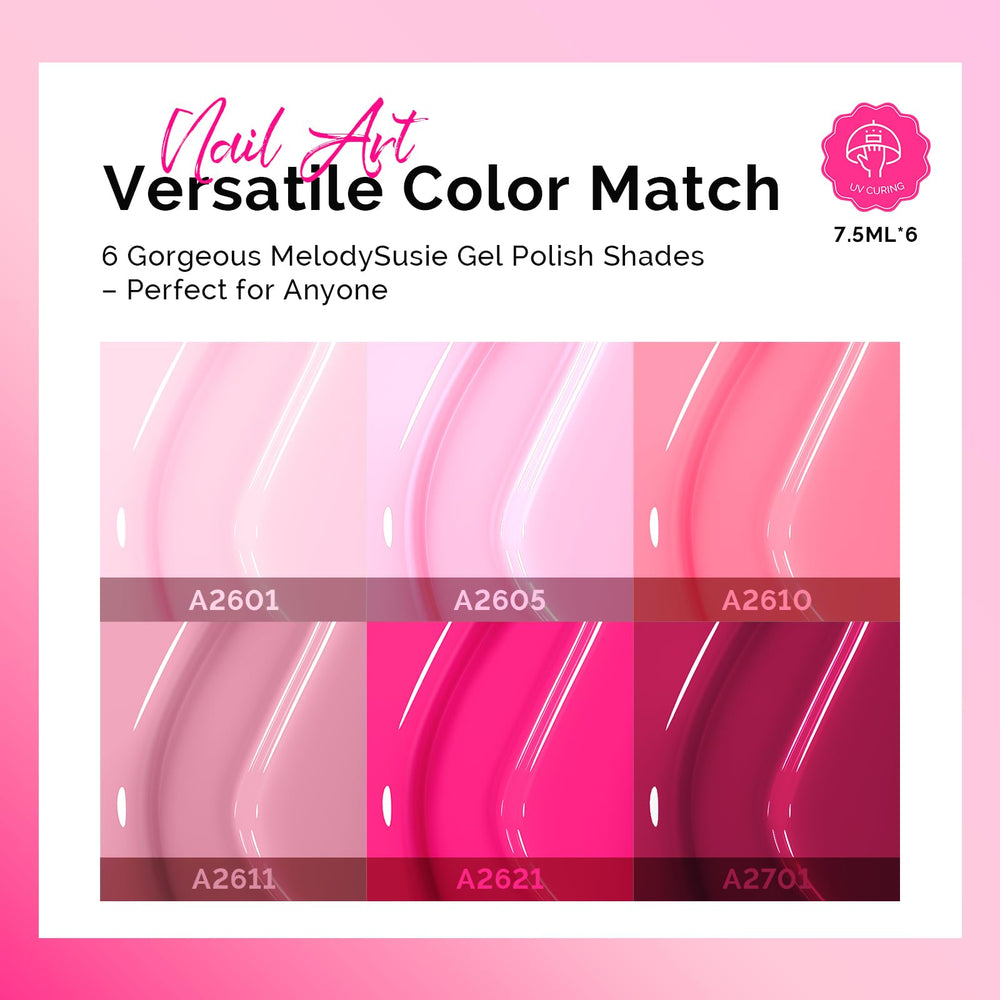 MelodySusie open bottles laid out to show hues and easy color choice benefit