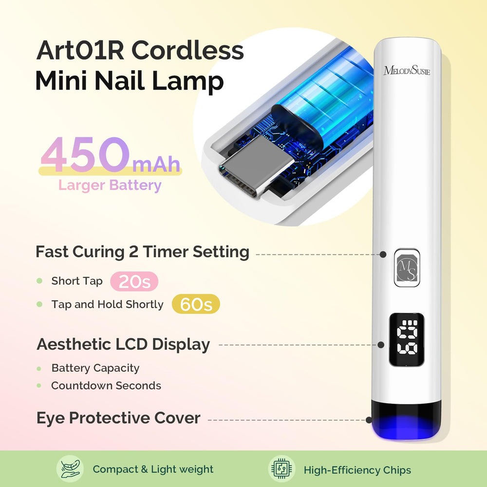MelodySusie P-ART01R handheld lamp portable spot curing for travel-friendly touch-ups