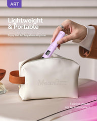 MelodySusie P-ART01R next to a phone to show pocket-sized portability benefit