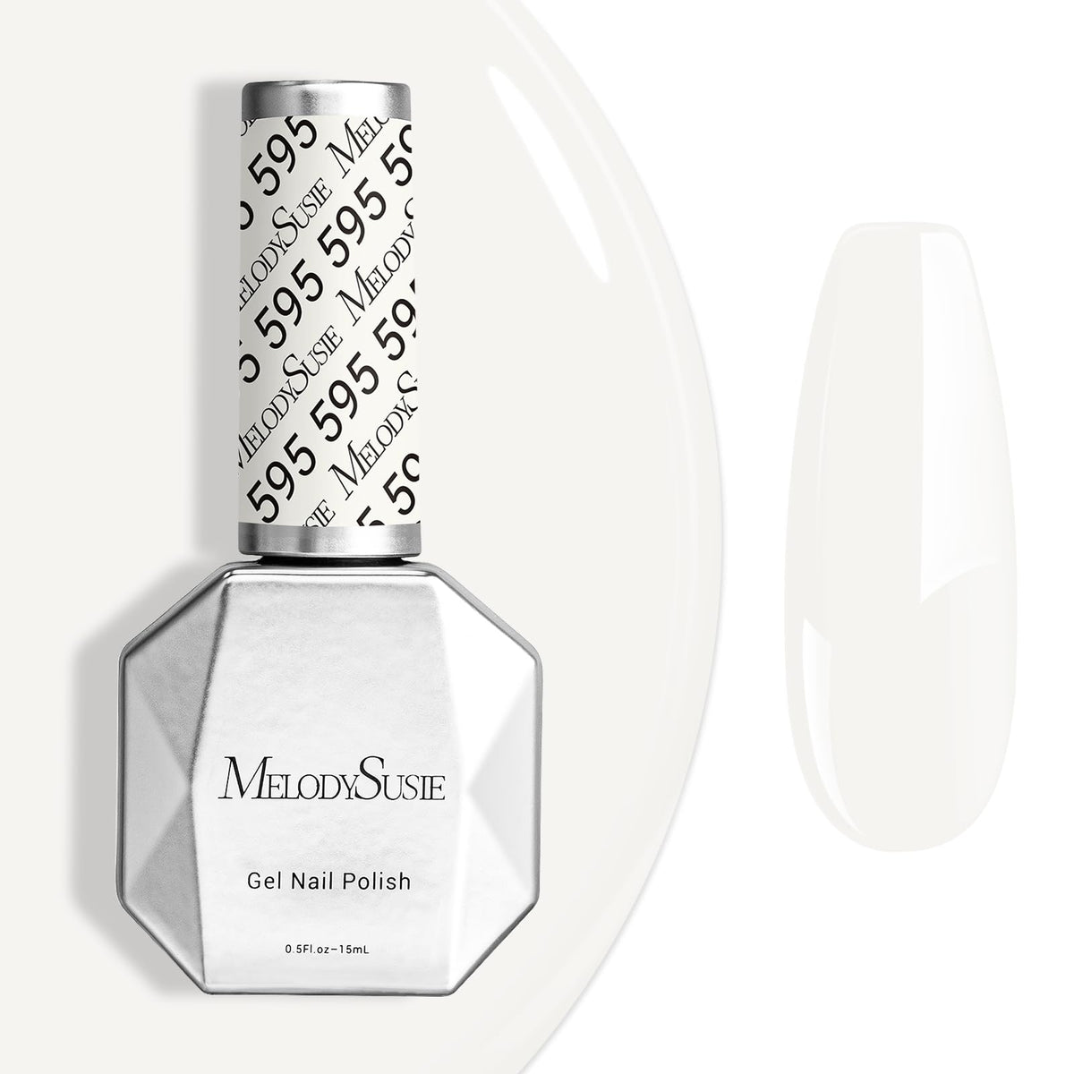 MelodySusie front bottle view showing milky white shade and glossy finish benefit