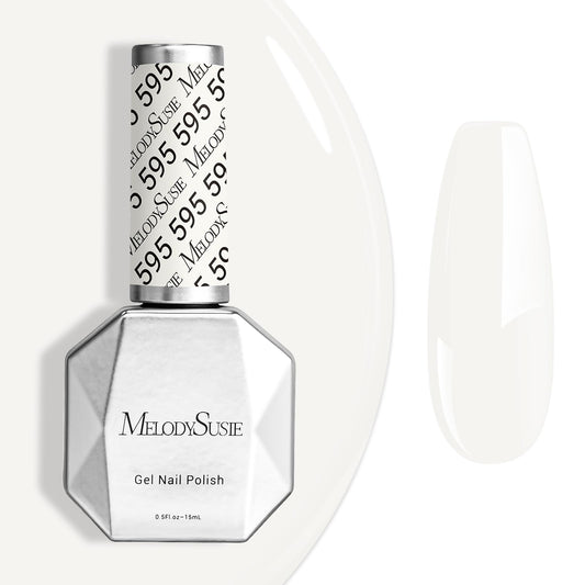 MelodySusie front bottle view showing milky white shade and glossy finish benefit