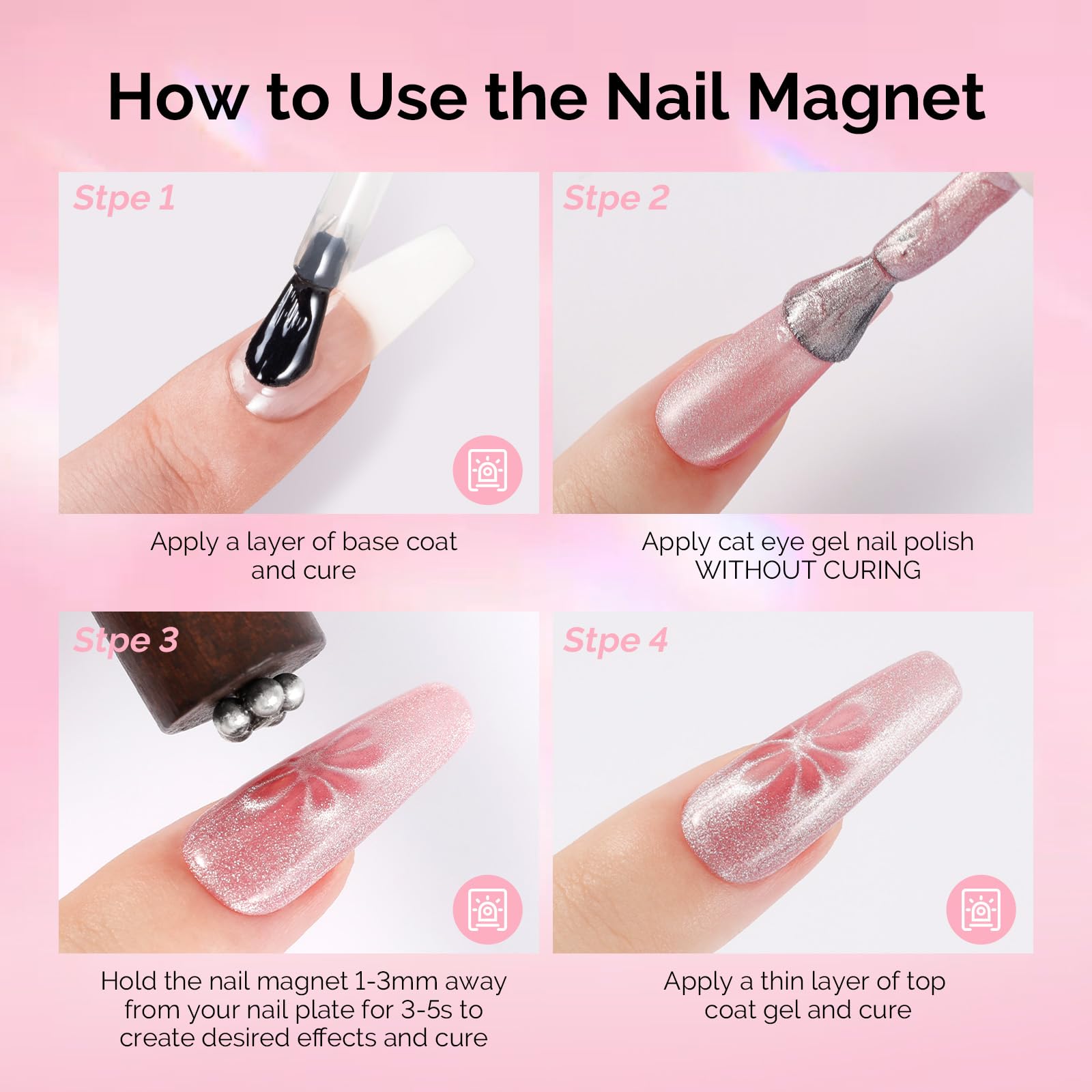MelodySusie display of patterned cat eye nails showcasing design variety
