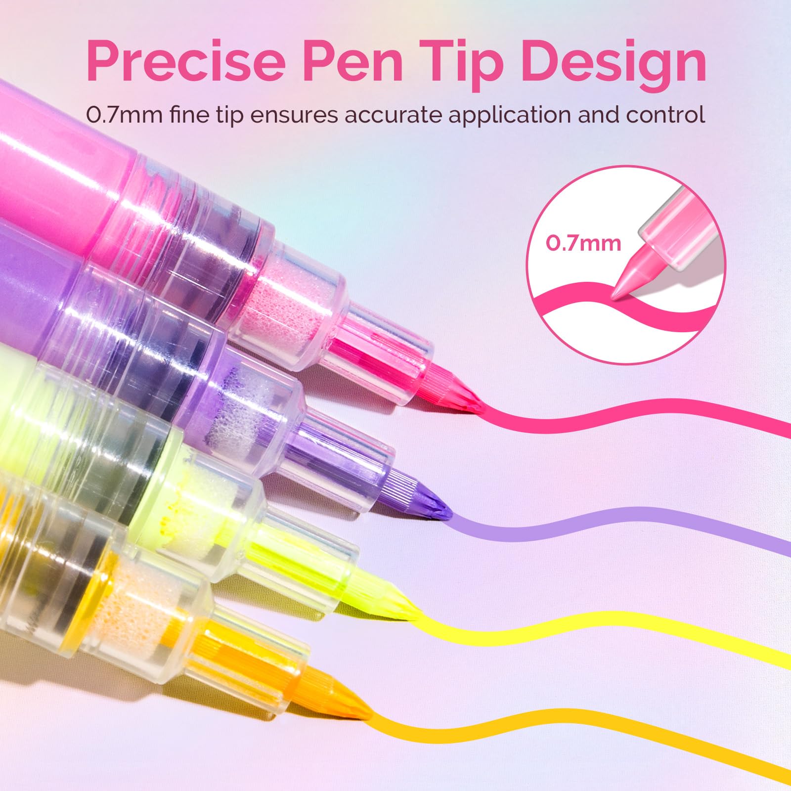MelodySusie pen in use creating dot and stripe details for neat salon-style manicures