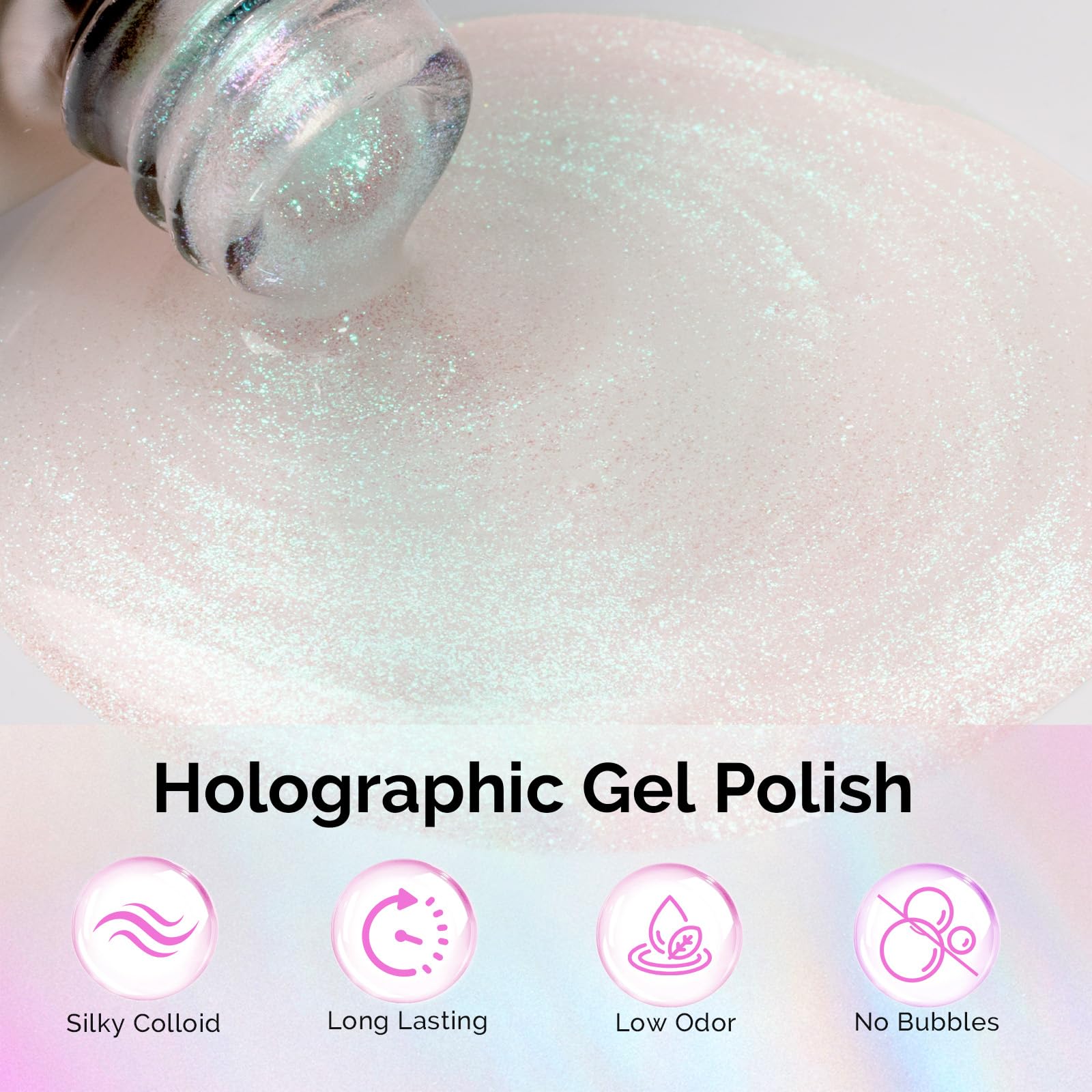 MelodySusie poured polish texture highlighting holographic green glitter sparkle benefit