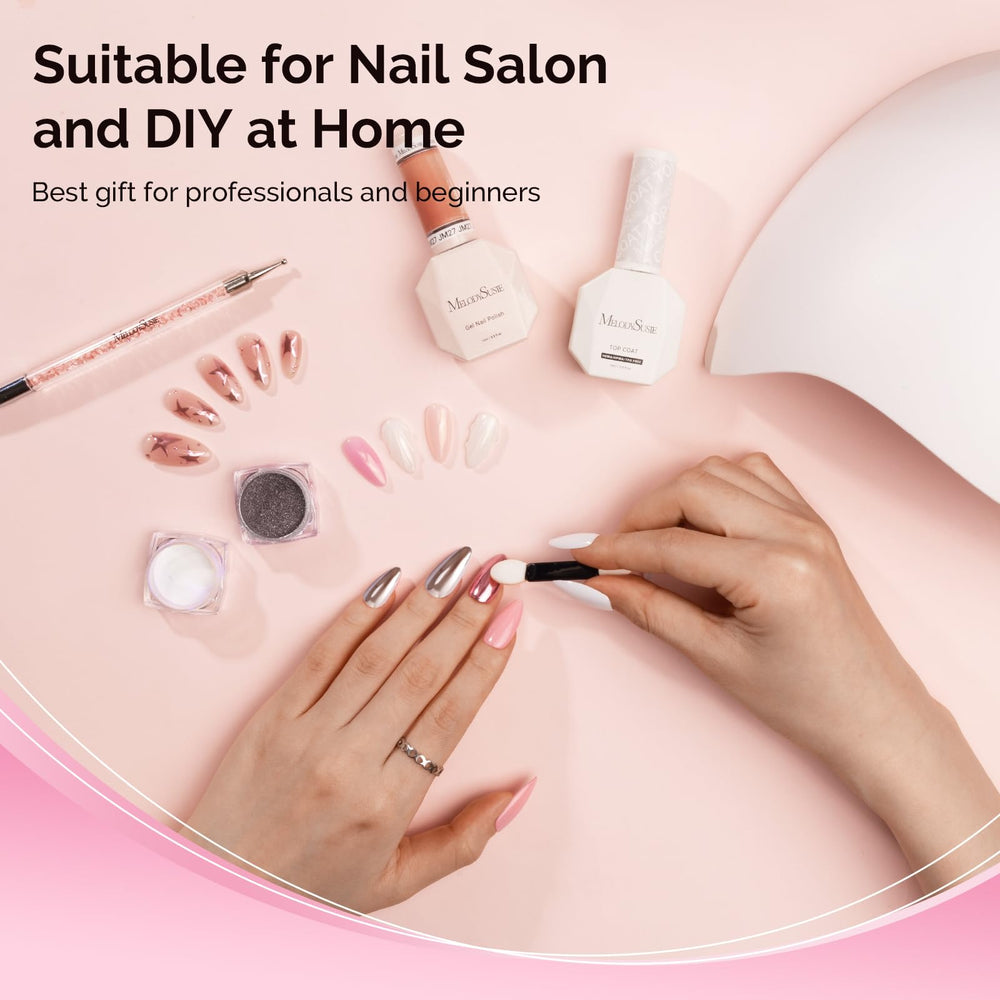 MelodySusie salon station with chrome nail set showing professional styling potential