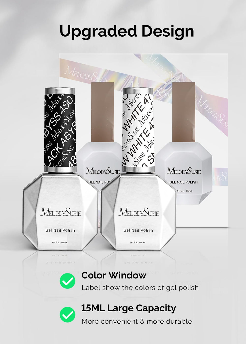 MelodySusie two 15ml bottles beside a ruler showing true size and travel-friendly benefit