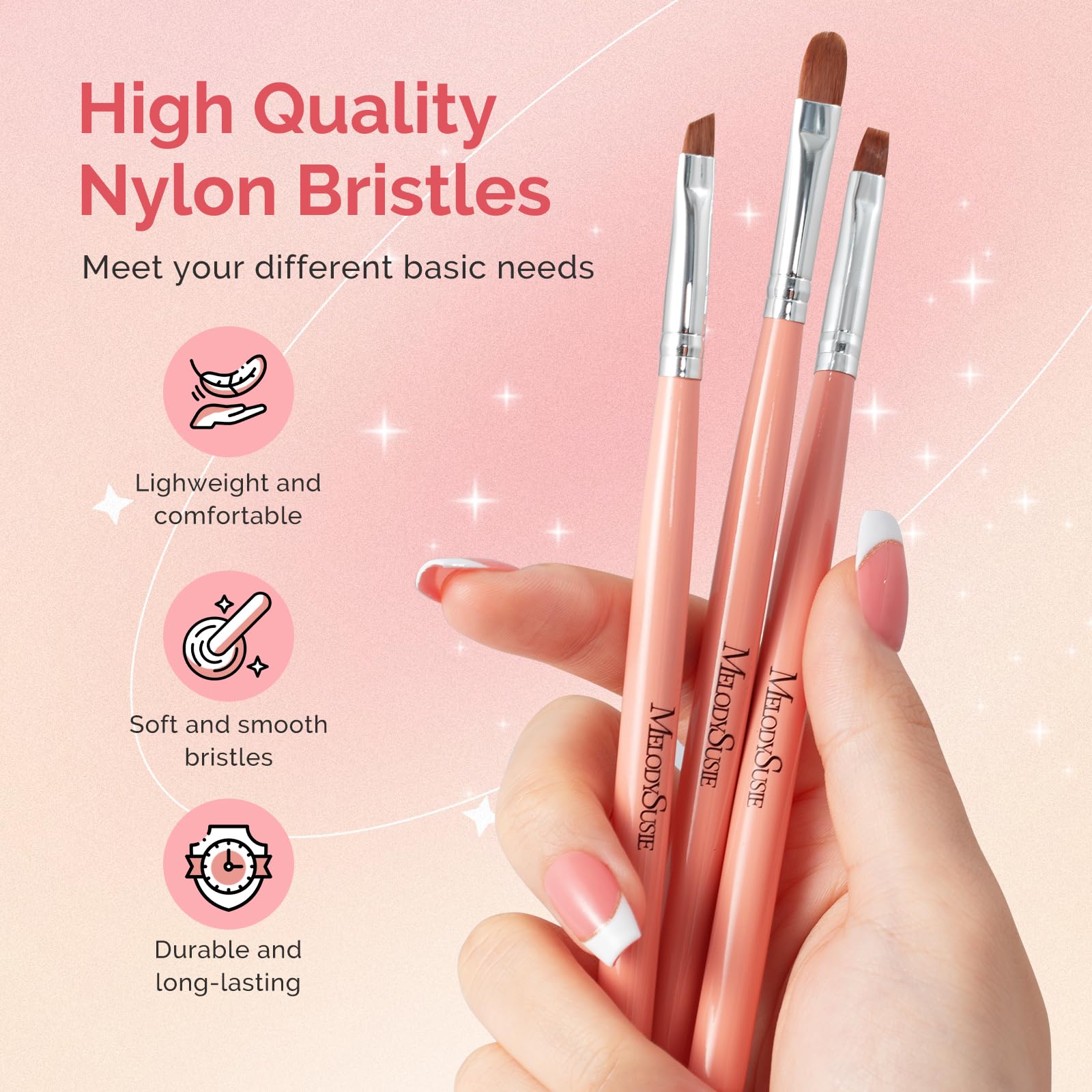 MelodySusie brushes beside fingers showing compact size and control