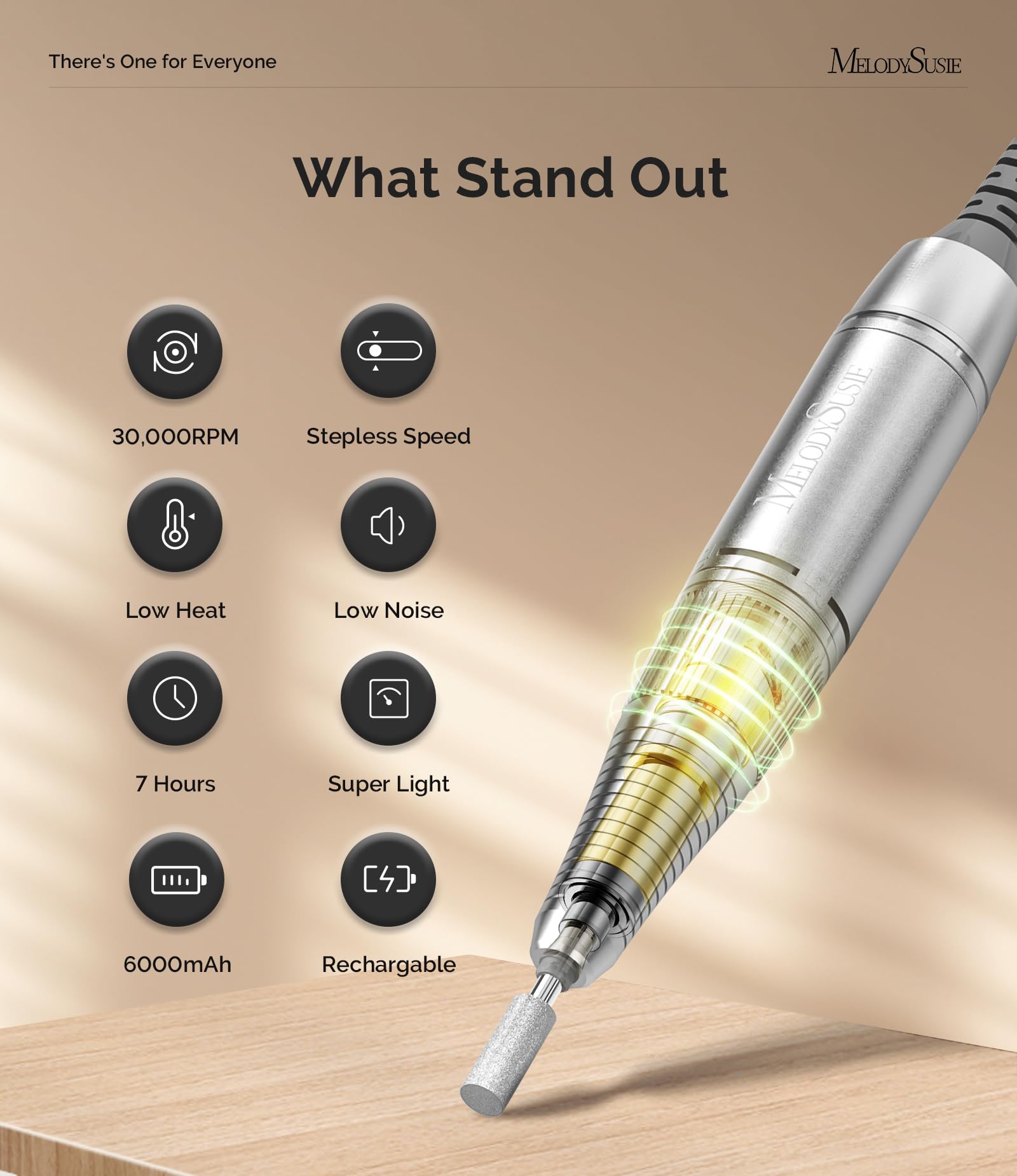 MelodySusie Scamander pen handpiece close-up for comfortable grip and reduced fatigue