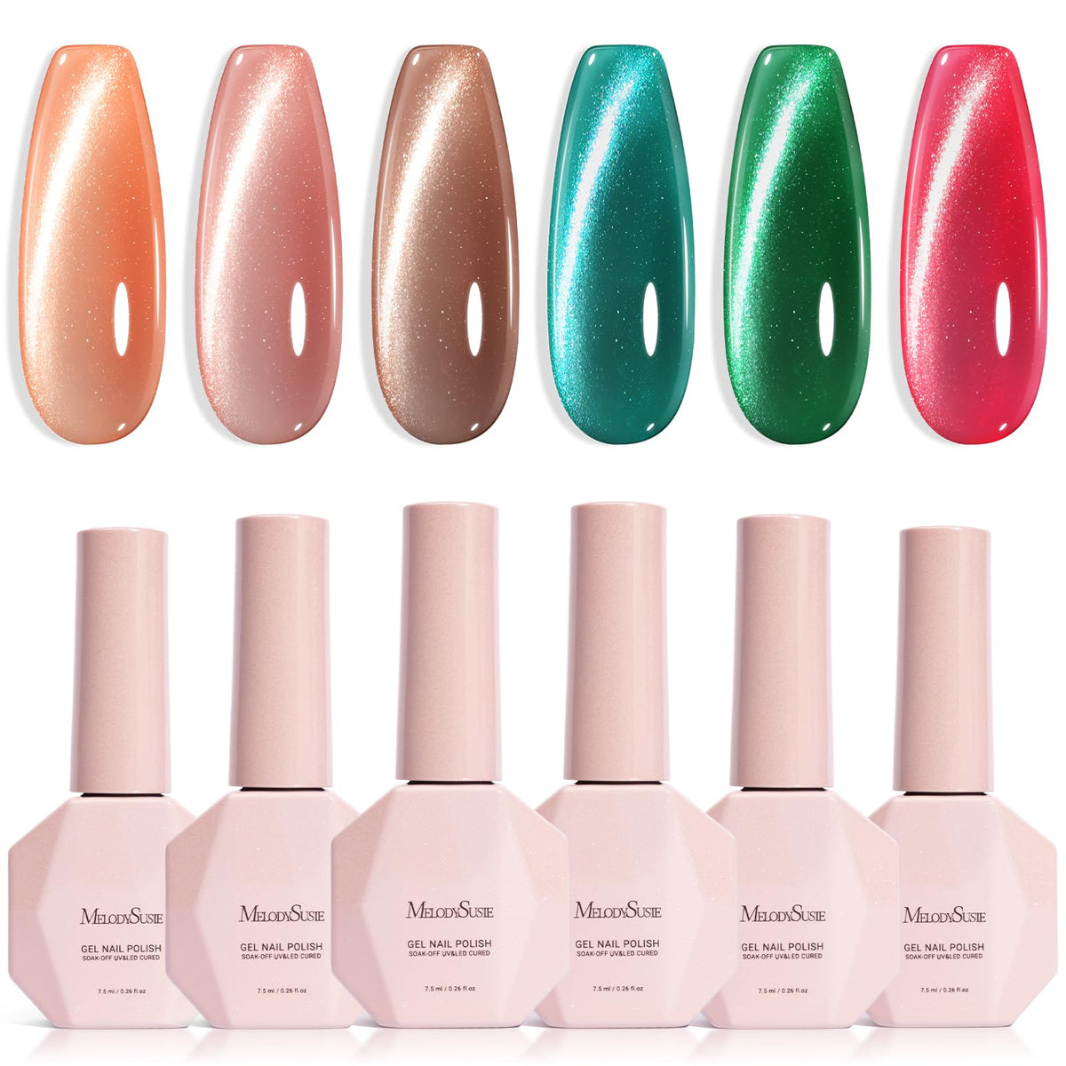 MelodySusie set front packaging showing six bottles and magnet, easy selection benefit