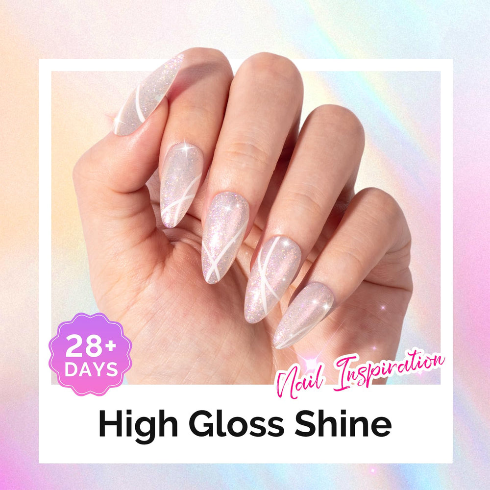 MelodySusie nails in use showing luminous pink-yellow jelly finish