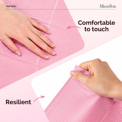 MelodySusie size comparison with hand to show 18 by 13 inches coverage