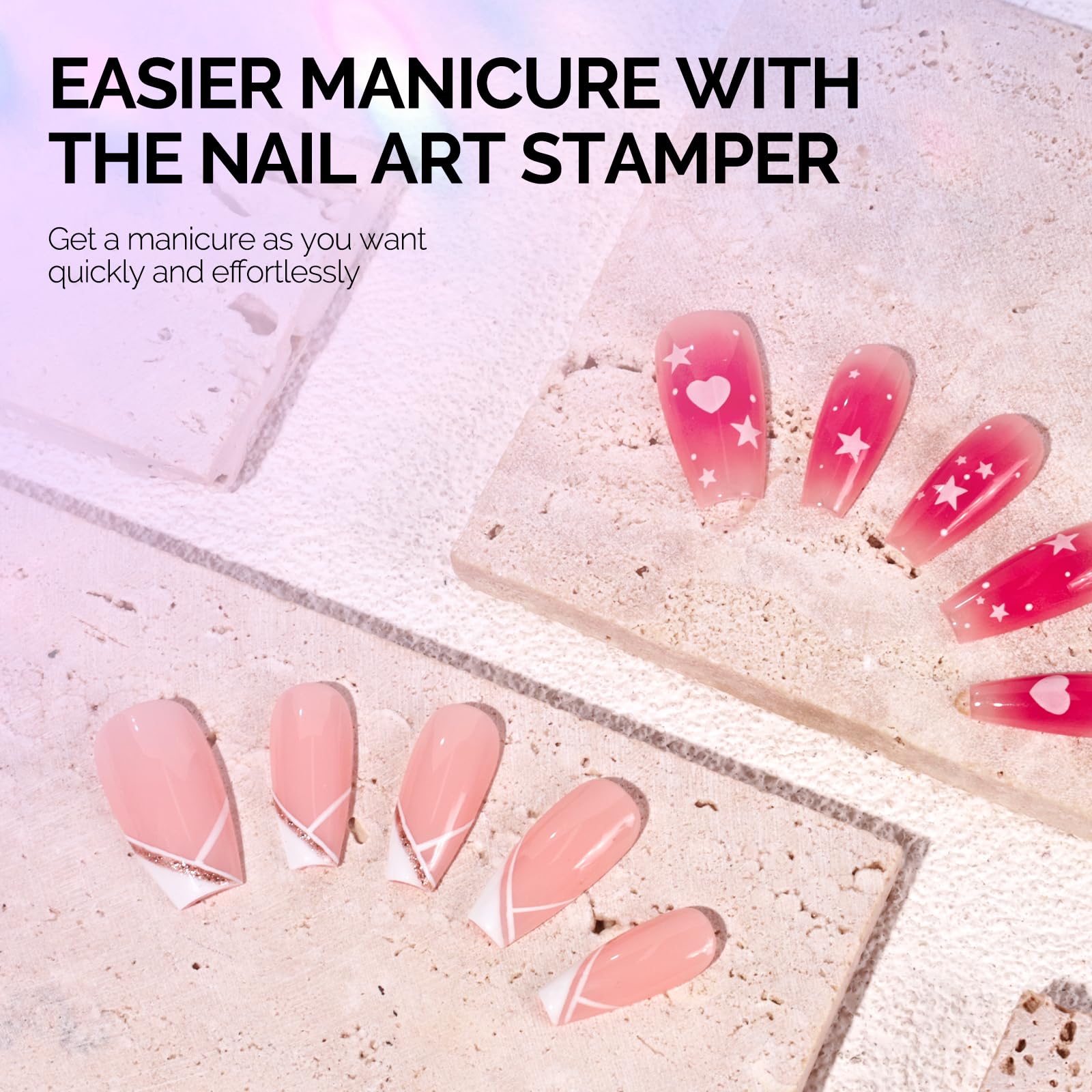 MelodySusie stamper transferring a French manicure design for faster application