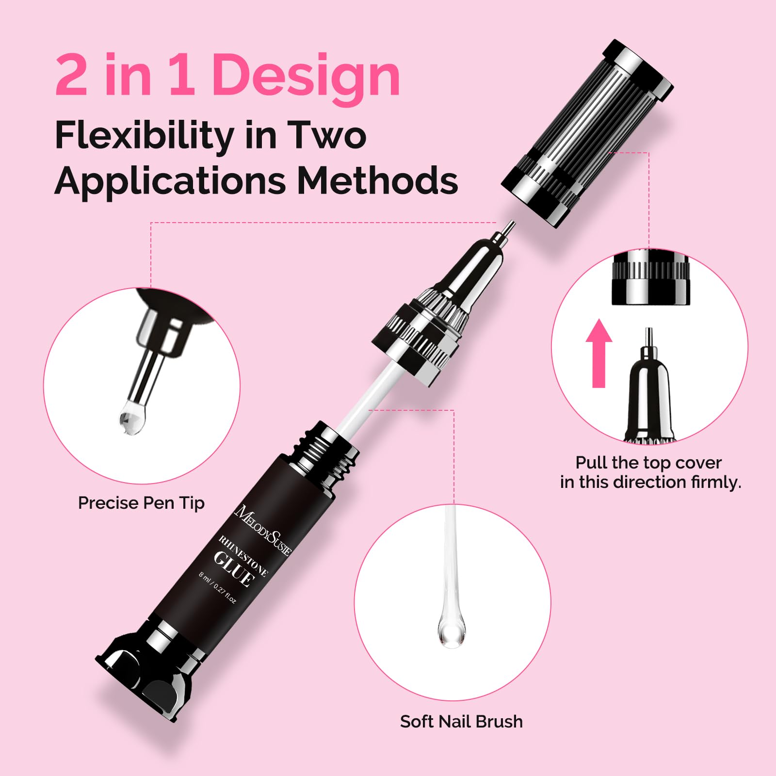 MelodySusie thinner 8ml gel flowing for precise gem placement benefit