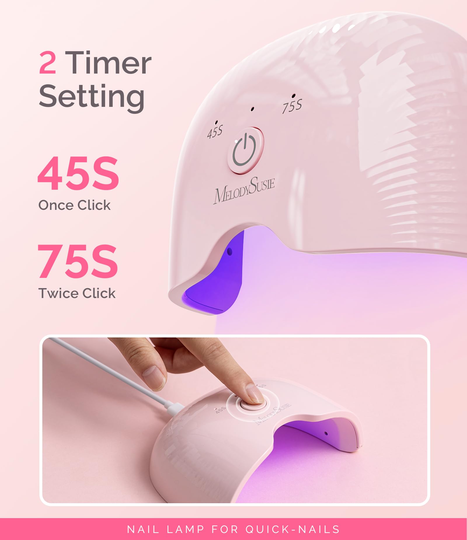 MelodySusie one-button timer detail illustrating simple control and user-friendly benefit