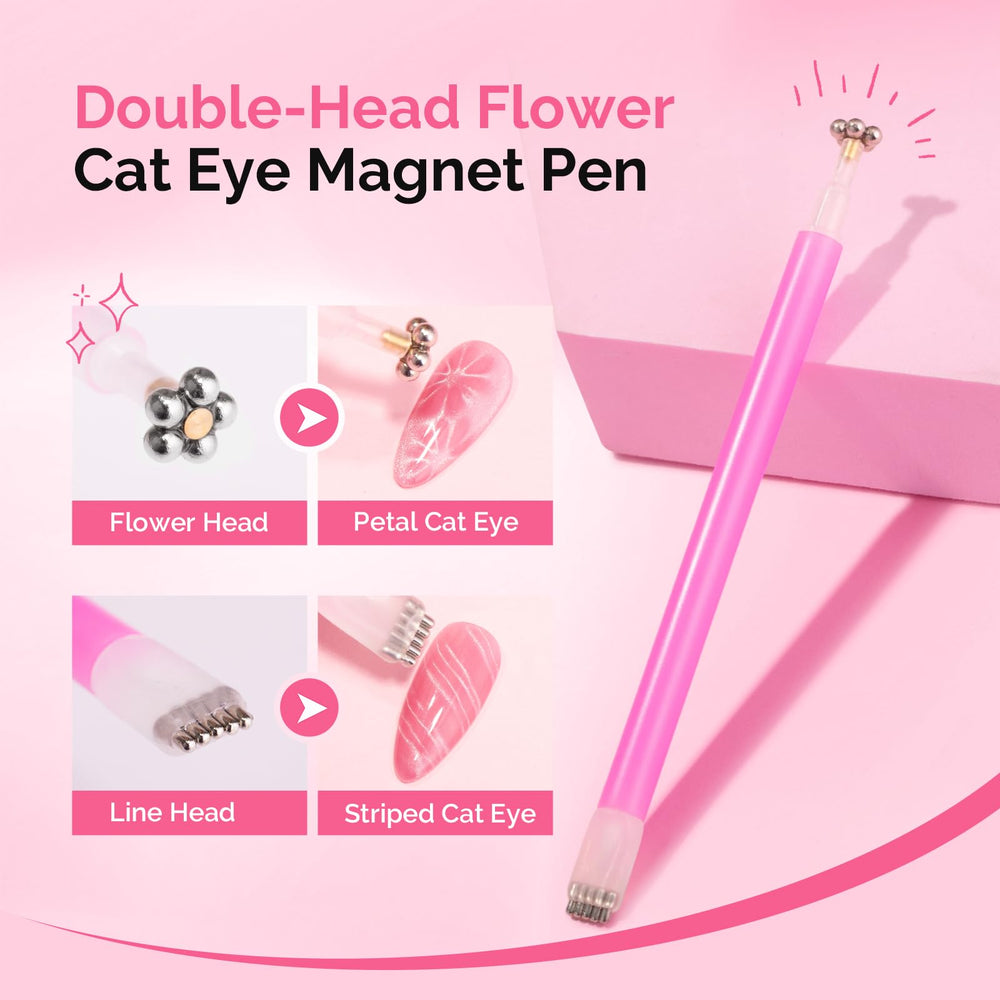MelodySusie pen demonstrated over a nail showing how to form a cat‑eye stripe