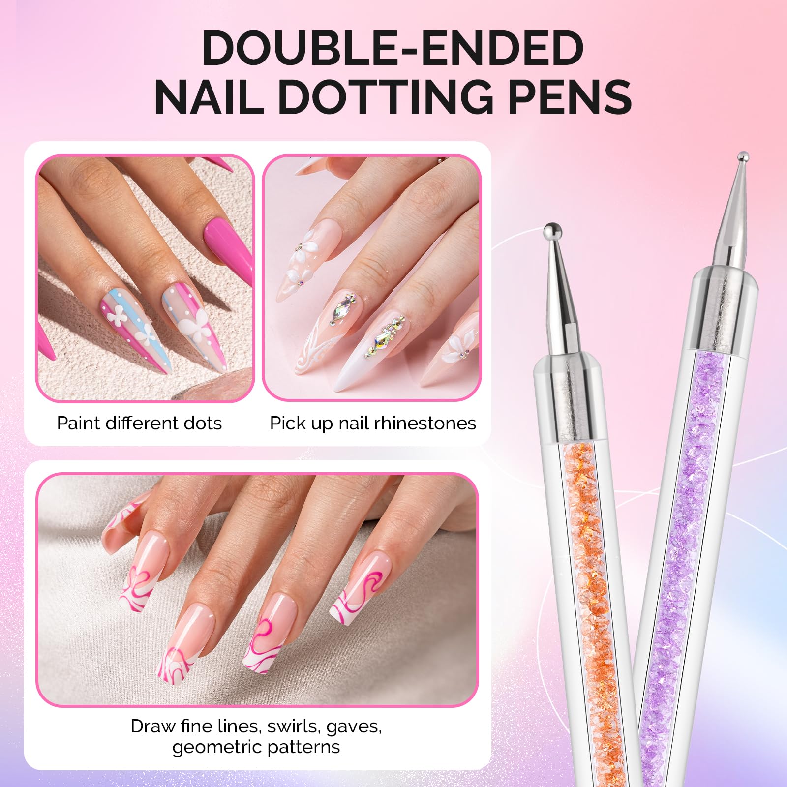 MelodySusie tools in use on an acrylic nail demonstrating sculpting and design