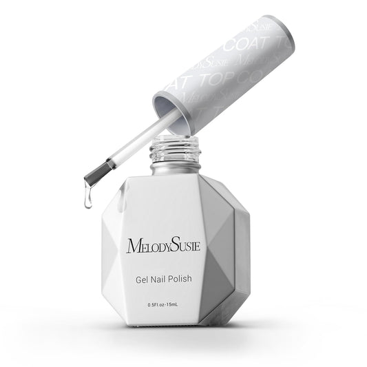 MelodySusie bottle front view showing compact 15ml size and clear finish benefit