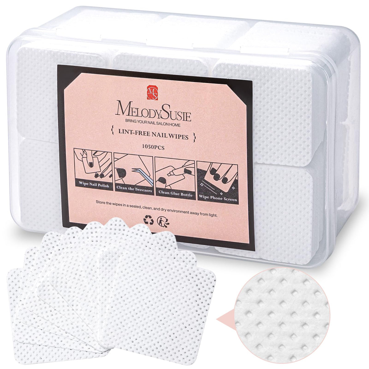 MelodySusie front box showing 1050 wipes, ready supply benefit