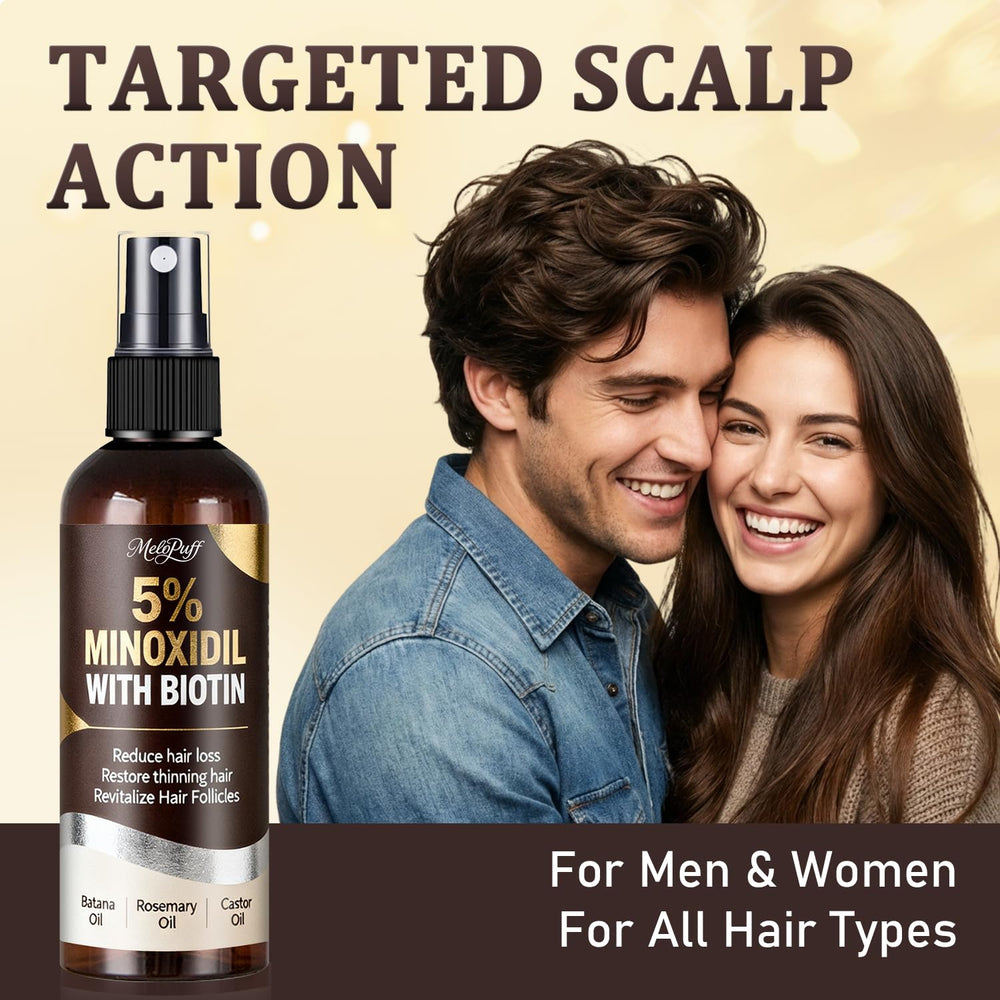 Melopuff being applied to scalp showing targeted coverage advantage