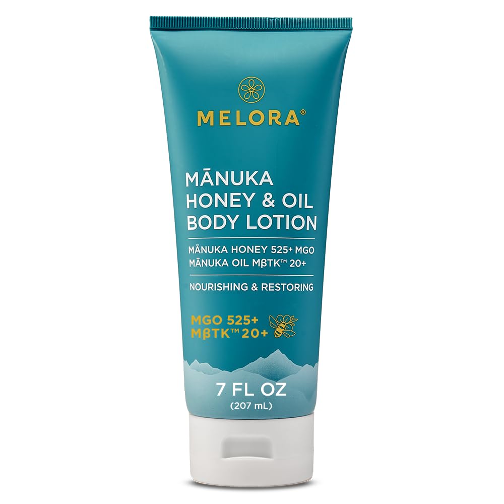 MELORA bottle front packaging showing clean design and moisturizing benefit