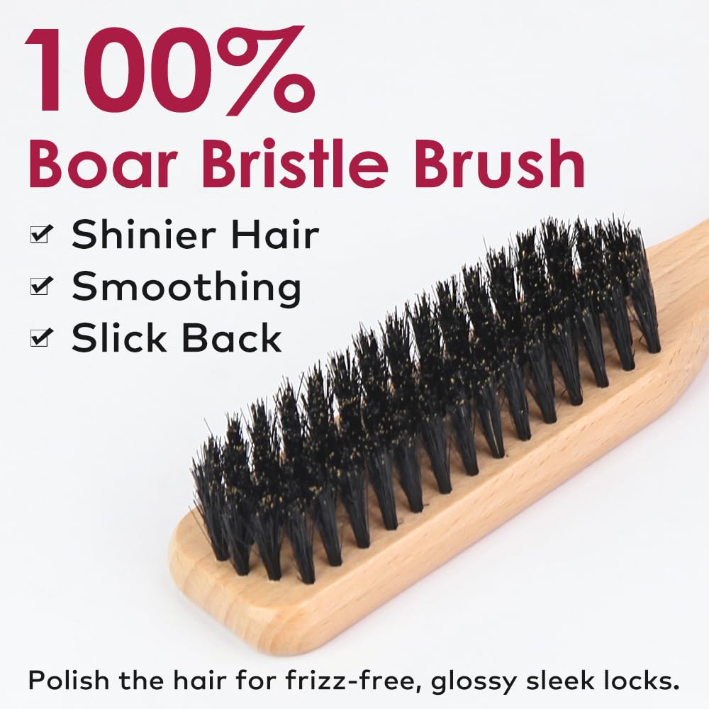 Melous boar bristle brush detail showing bristles for shine and frizz control