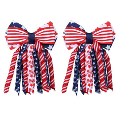 melyde front view of two patriotic bow clips showing colors and shape benefit