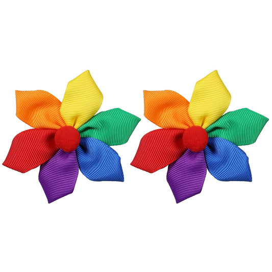 melyde front packaging showing two rainbow flower bow clips and bright colors for instant style