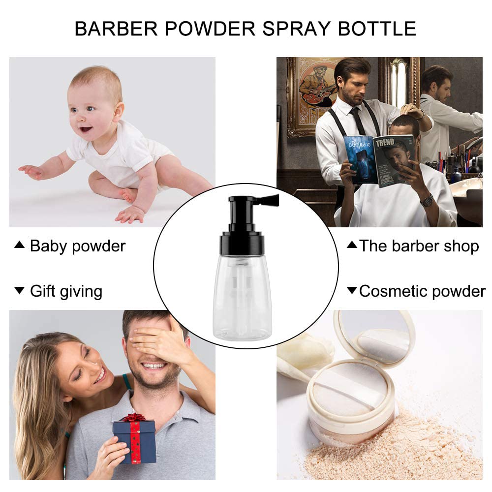 MEN'S GROOMING BARBER PRO spray action shot showing targeted powder dispersion benefit