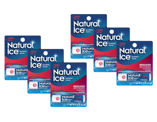Mentholatum Natural Ice front tube showing label and cherry flavor benefit