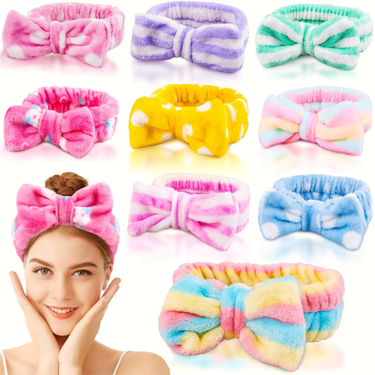 MEQHUO front view of nine headbands showing colors and packaging, easy gifting benefit