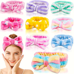 MEQHUO front view of nine headbands showing colors and packaging, easy gifting benefit