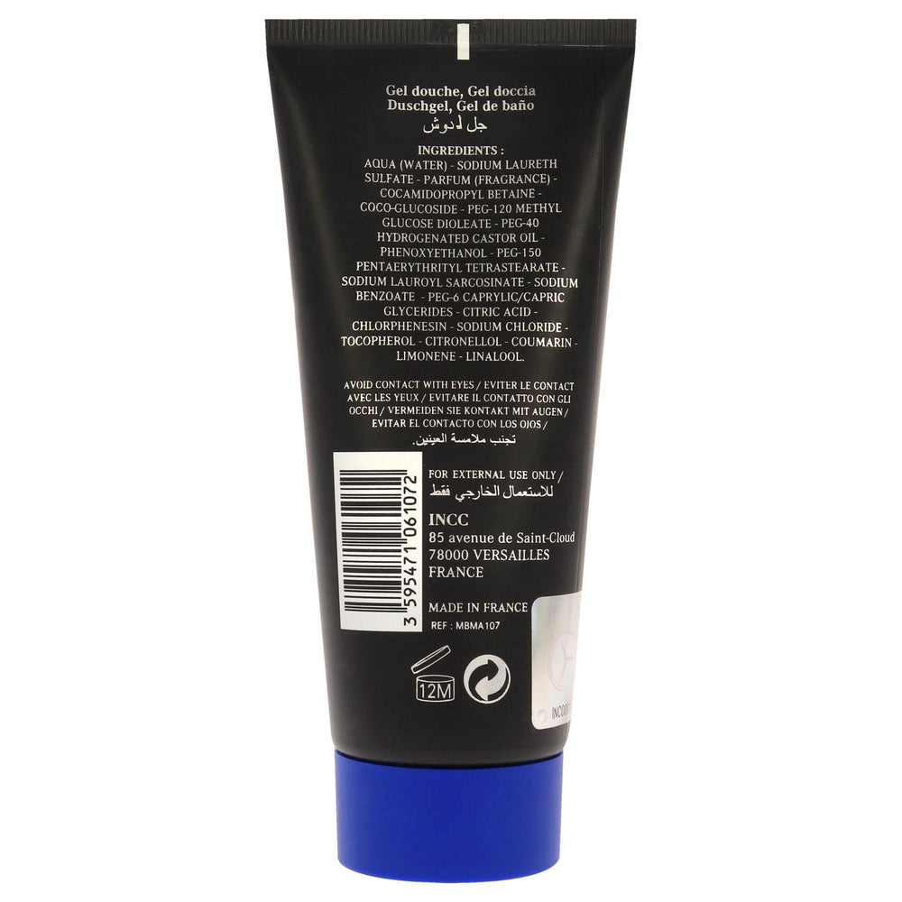 Close-up of Mercedes‑Benz gel lather and texture demonstrating moisturizing cleanse