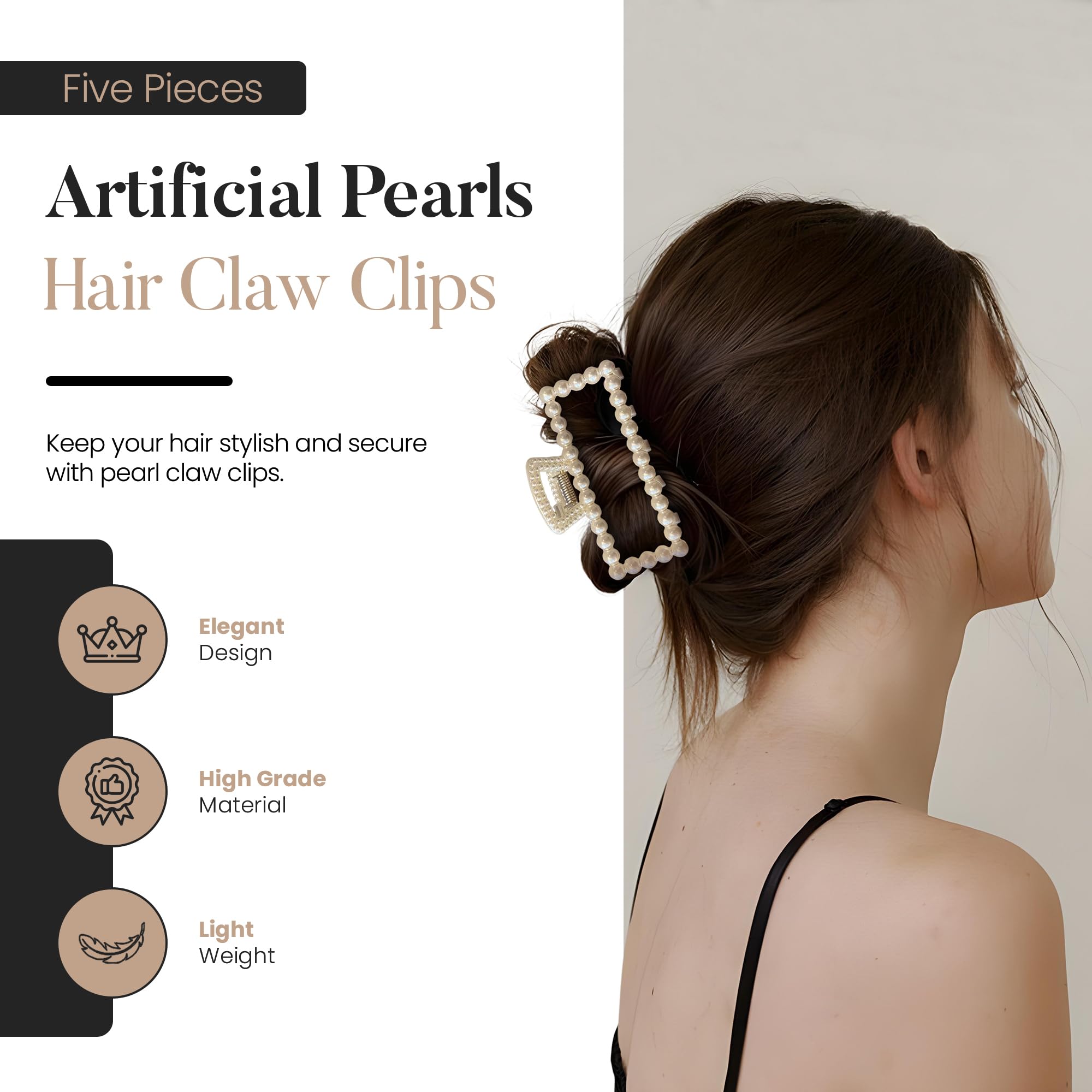 Merdia five clips arranged set displaying matching pieces for styling variety