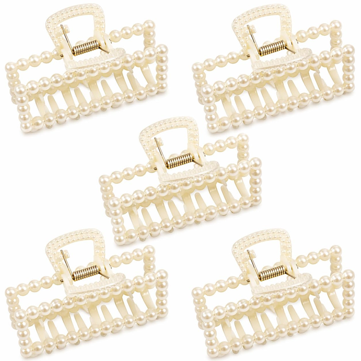 Merdia front view off-white pearl clip showing elegant finish and secure hold