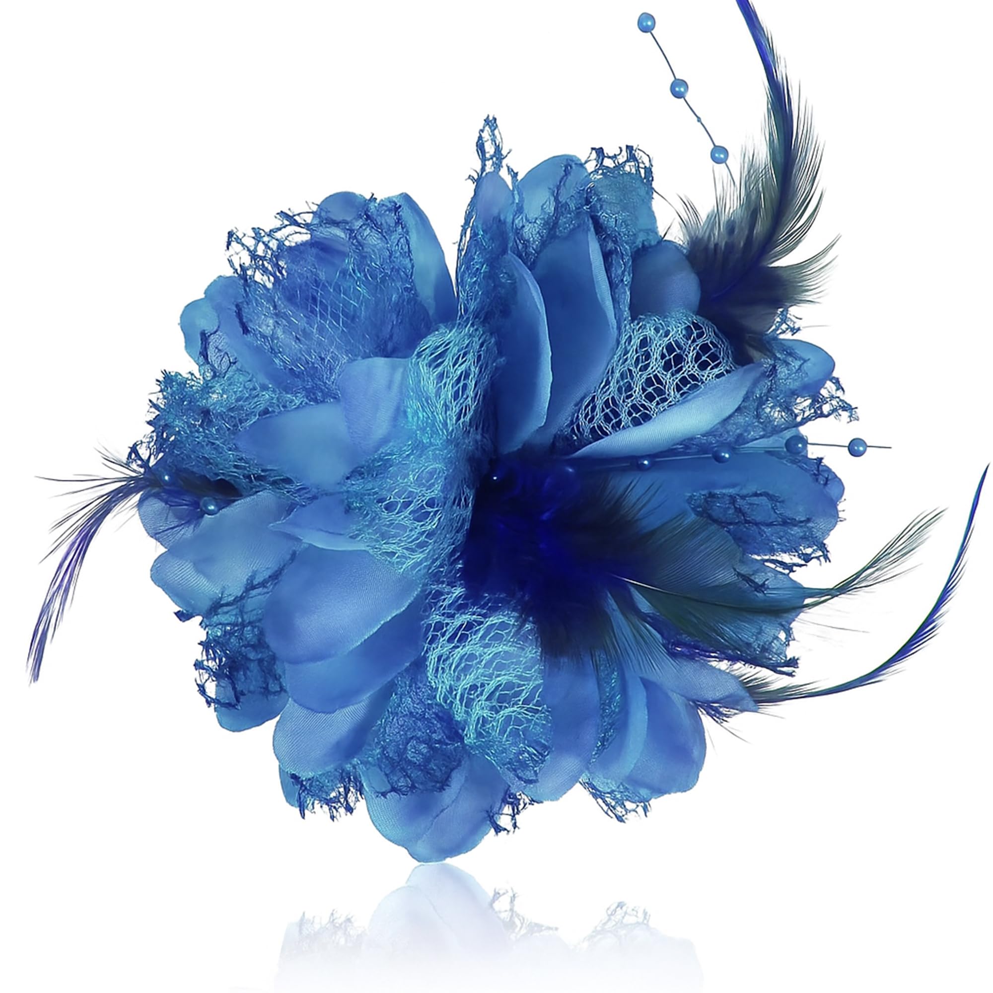 merdia front view blue flower clip showing elegant design and instant outfit uplift