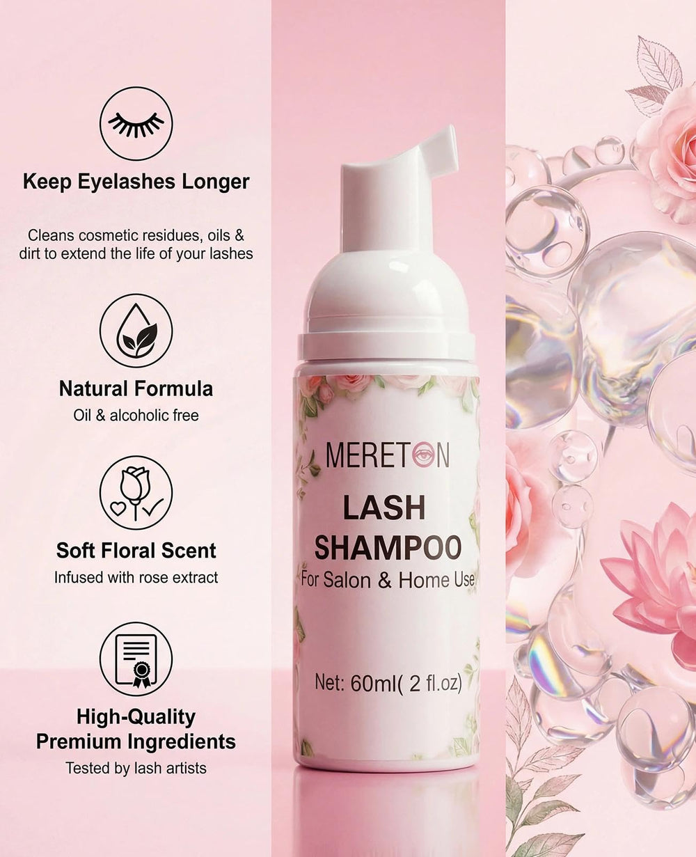 MERETON cleansing brush with makeup pad in use providing precise, gentle lash cleaning