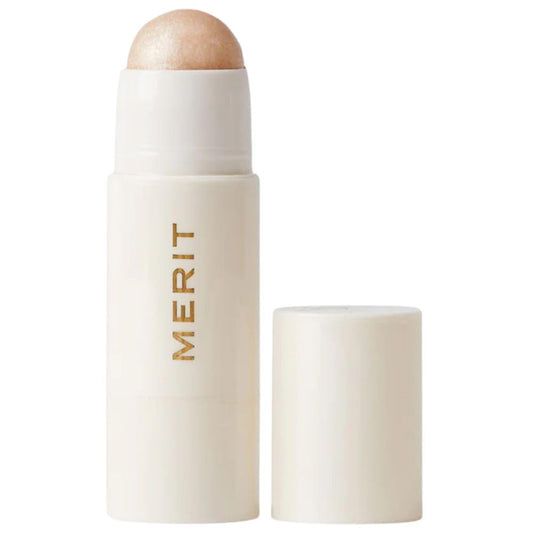 Merit Day Glow balm front packaging showing compact tube, hydrating glow benefit