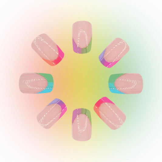 MERVF close-up of ombre French tip showcasing smooth glossy finish benefit