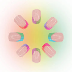MERVF close-up of ombre French tip showcasing smooth glossy finish benefit