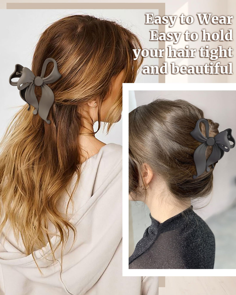 Mesovor bow clip holding a half-up hairstyle for secure everyday wear