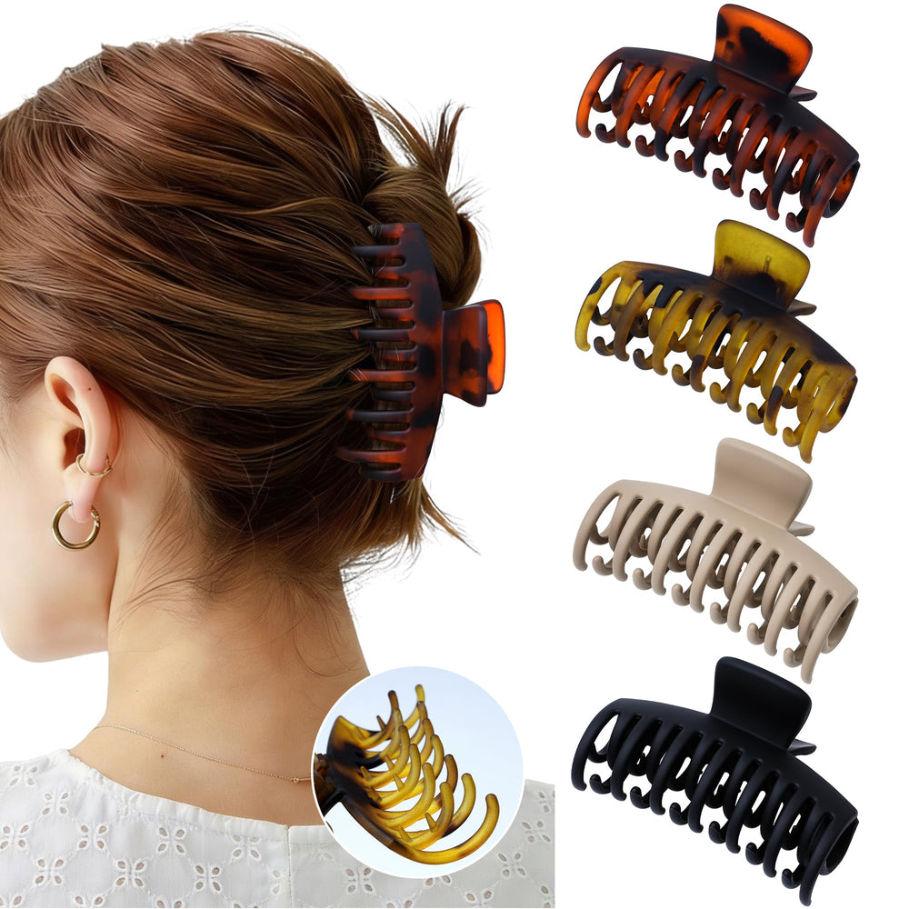 Mesovor front packaging shows four matte tortoise clips and gift-ready box for easy gifting