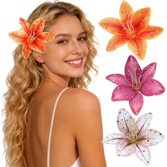 Mesovor front view orange lily clips showing vibrant color and instant style boost