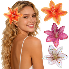 Mesovor front view orange lily clips showing vibrant color and instant style boost