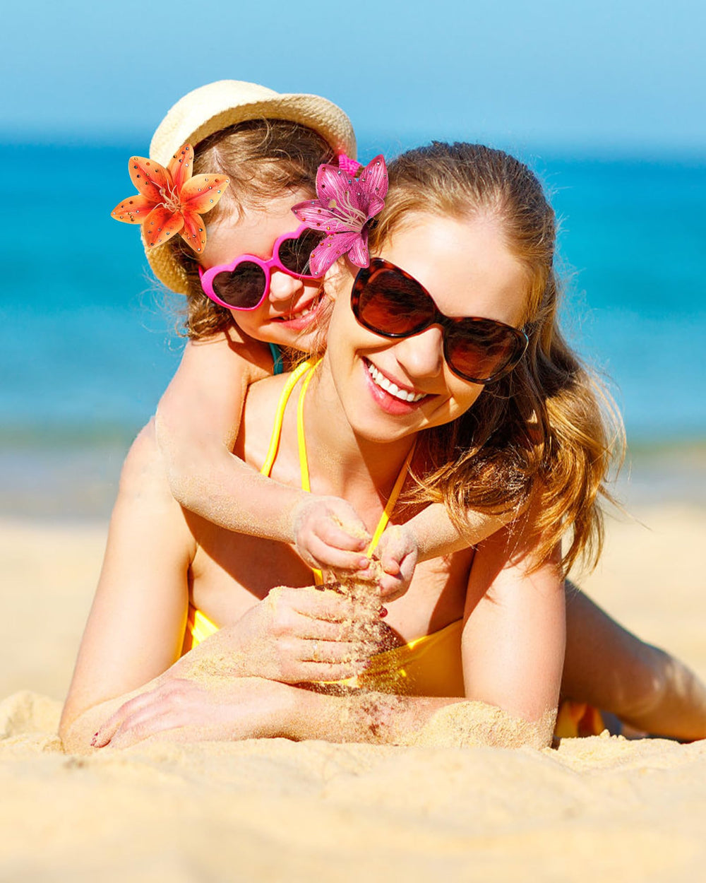 Mesovor attached to a beach dress showing festive accessory and outfit coordination