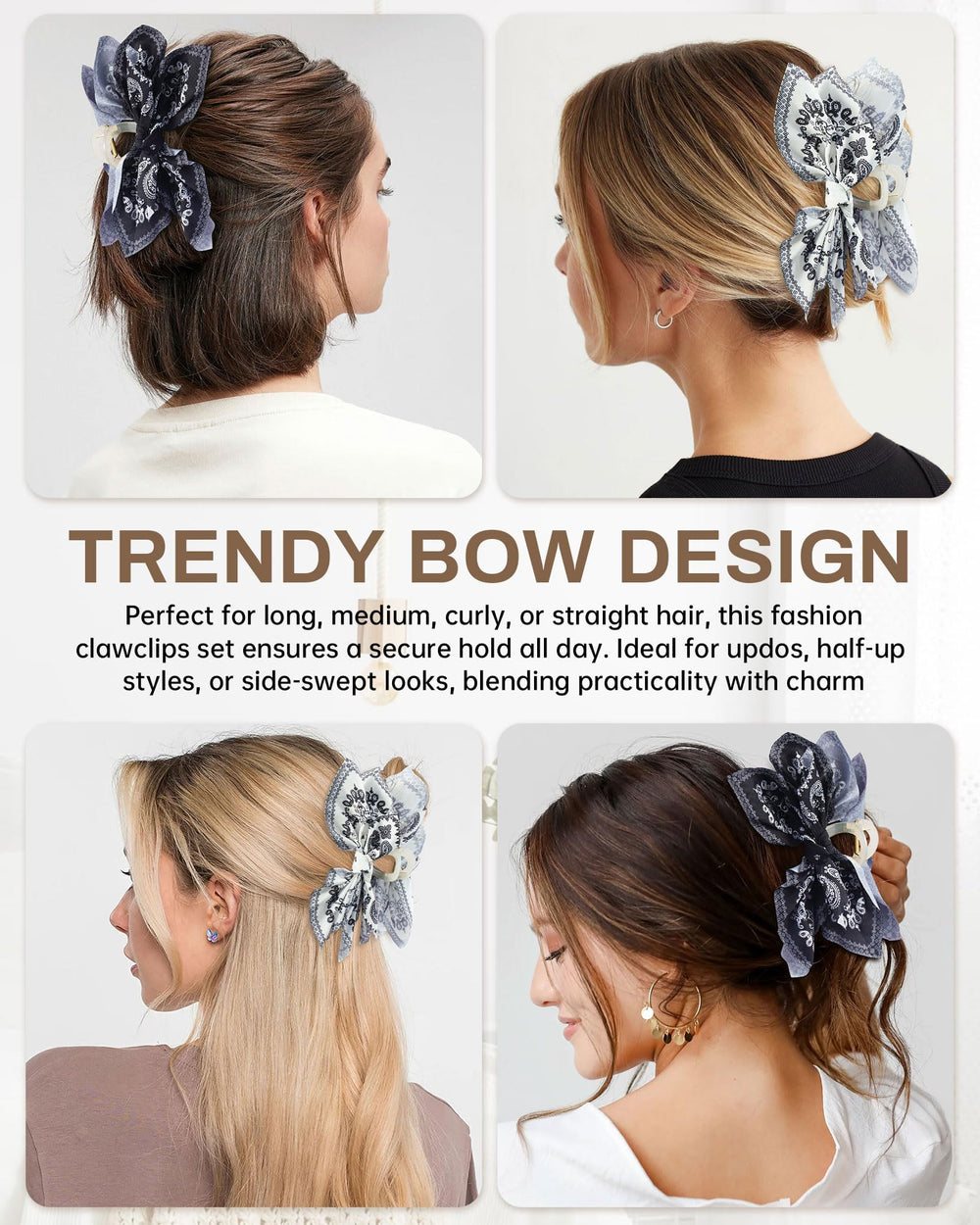 Mesovor clip securing a thick bun, strong hold without discomfort