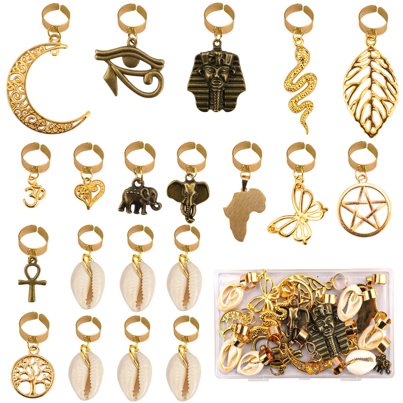 Messen front view of bronze and gold hair cuffs set benefiting versatile styling