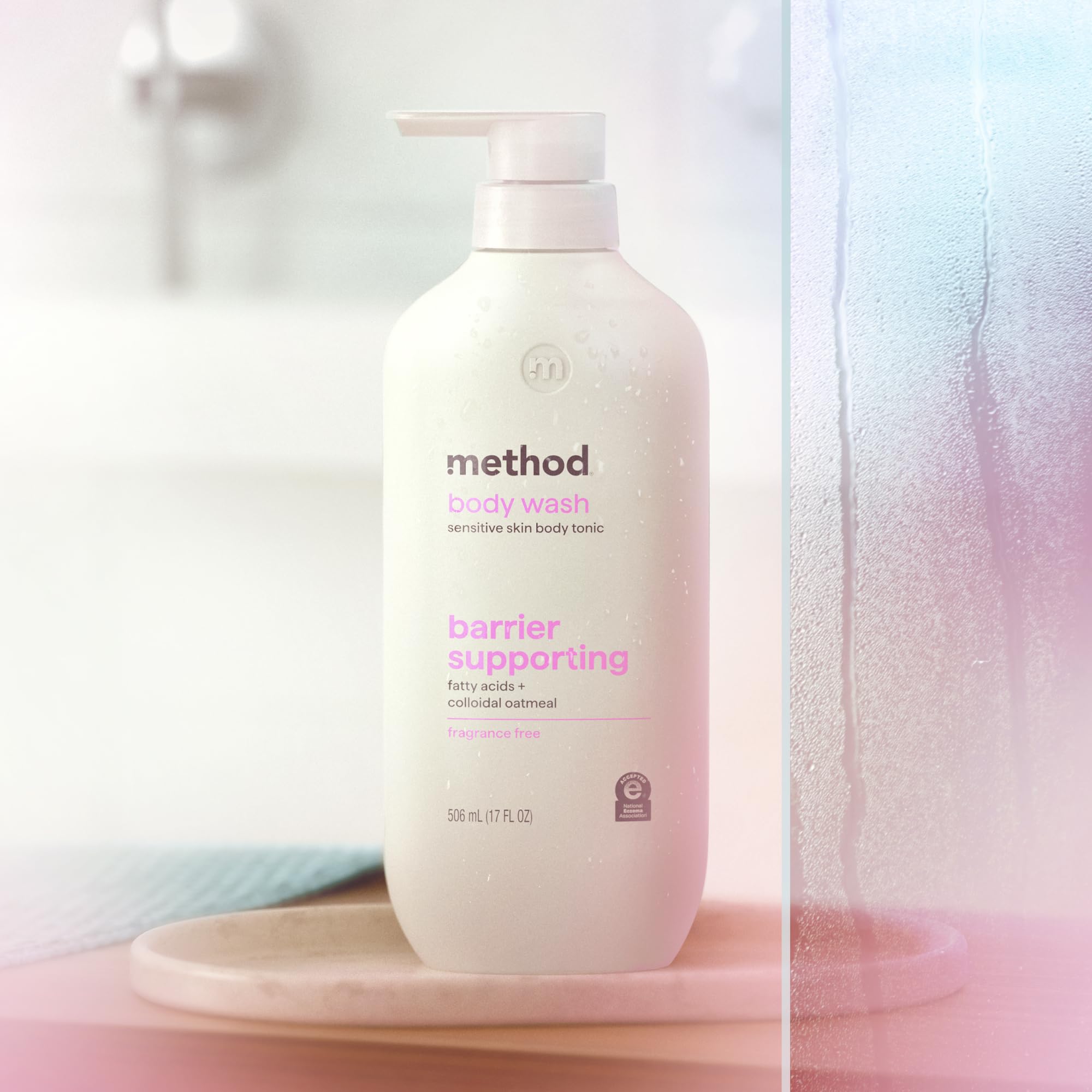 Method moisturized arm after wash showing hydrated skin benefit