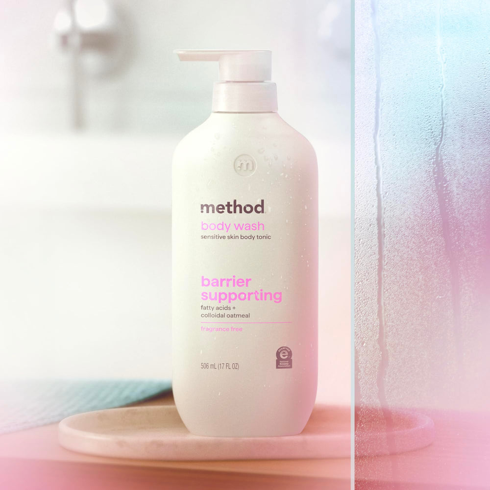 Method moisturized arm after wash showing hydrated skin benefit